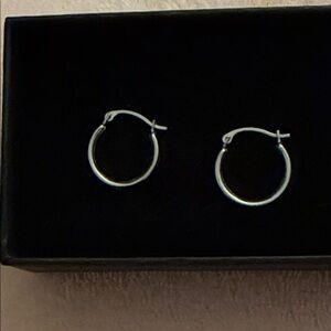 14k Solid White Gold 12mm hoops